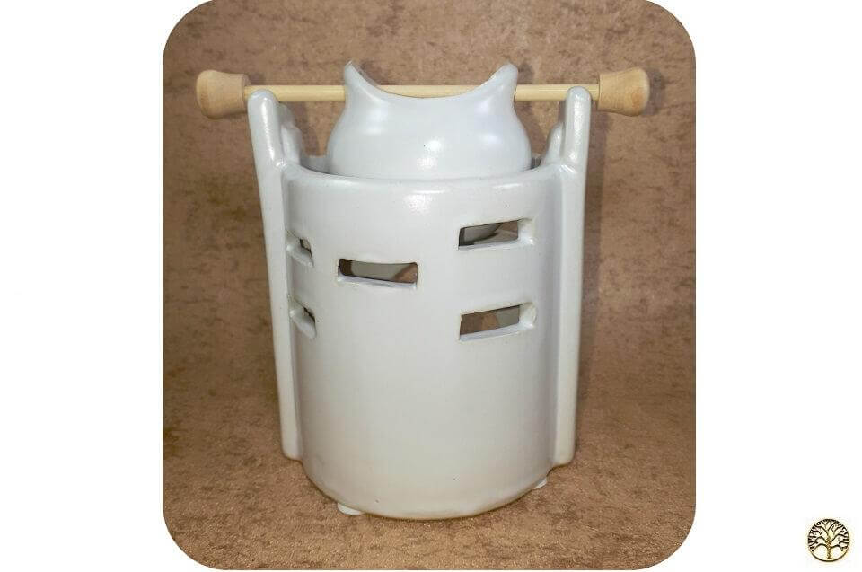 Aromalamp keramiek wit met kannetje ~ geurhout.nl