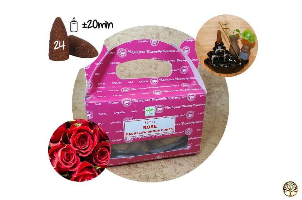 Wierook kegels roos wierook waterval Satya ~ geurhout.nl