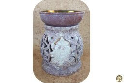 zeepsteen aromabrander Boeddha XXL koperen schaaltje ~ geurhout.nl